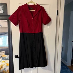 Vintage style maroon and black dress